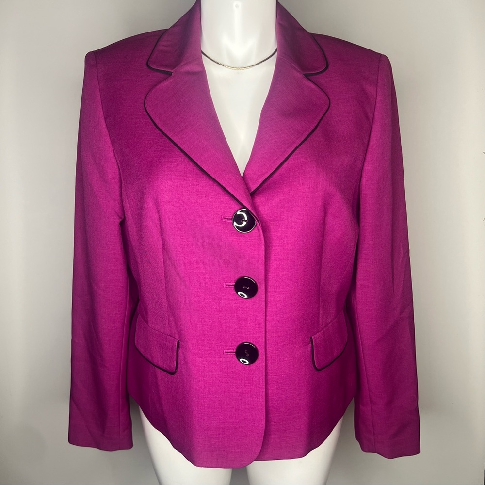 Le Suit Separates Polyester 3 Button Purple Suit Blazer Jacket Women's 18